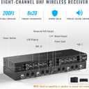 Phenyx Pro Wireless Microphone System, 8-Channel Metal Wireless Mic Set w/ 8 Cordless Mics, 8x20 UHF Frequencies, 200ft Range, Dynamic Microphones for Singing, Karaoke, Church, DJ (PTU-4200-8H)