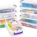 IRIS USA 3 Qt. Plastic Craft Storage Container Bins with Lids, 10 Pack, Small Art & Office Supply Organizer Tote, Sensory Bins & Boxes for Home & University, Stackable, Secure Latch Buckles, Clear