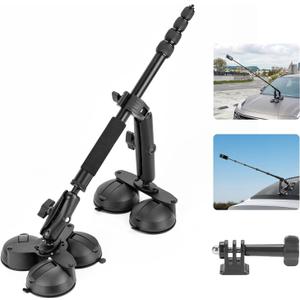 BRDRC Suction Cup Car Mount for Insta360 X5 X4 X3, Window Windshield Mount Kit with 1.5M Extension Pole Selfie Stick for Insta 360 X5 X4 X3 X2 X ONE RS, for DJI OSMO 360, for GoPro Camera Accessories