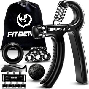 FitBeast Grip Strengthener Forearm Strengthener Hand Grips Strengthener Kit - 5 Pack Adjustable Resistance (Black)