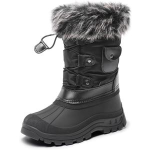 DREAM PAIRS Kids Insulated Waterproof Winter Snow Boots, Black, 6 Big Kid