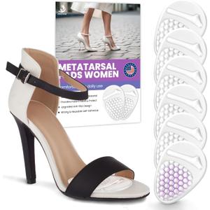 JUMPOW Ball of Foot Cushions for Women, (3 Pairs) Gel Metatarsal Pads Women, Non-Slip High Heel Comfort Pads, Heel Inserts for Women All Day Pain Relief and Comfort, One Size Fits All (Clear)