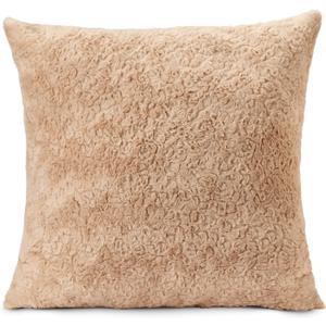 NORTHWEST HGTV Curlicue Faux Fur Throw Pillow, Ultra-Soft Wool-Like Texture, Cozy Decorative Accent for Bed, Couch, or Chair, Luxe Neutral Cushion, 22 x 22 inches, Tan