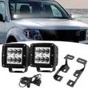 Wsays 2Pcs 24W LED Light Pods & Ditch Hood Hinge LED Pod Mount Bracket w/Wiring Kit Compatible with Nissan Frontier Xterra 2005-2021 2nd Gen