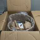 LynPon 17.7" Brushed Nickel Boho Rattan Chandeliers for Dining Room, 6-Light Seagrass Pendant Light Fixtures with Hand Woven Wicker Shade, Farmhouse Drum Chandelier for Living Room Kitchen Hallway