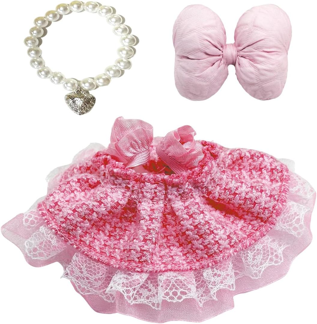 17cm Doll Clothes Set & Outfit Set for 17cm Dolls - Premium Fashion Dresses with Accessories, Luxury Chic Doll Clothing & Style Bundle Woven Pink