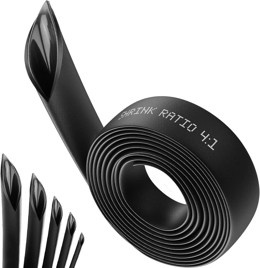 Heat Shrink Tubing 4:1 Dual Wall Adhesive Lined 10 Ft Long,Marine Grade Heat Shrink,Wire Heat Shrink Tubing Insulation Seal Against Moisture Corrosion and Air Leakage(20mm/10Feet, Black)