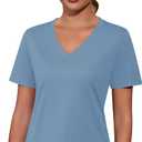Kistore Workout Tops for Women Breathable V Neck Yoga T Shirts Trending Beach Casual Loose Fit Tee Running (Gray, M)
