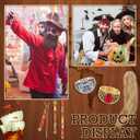 Tondiamo 6 Pcs Halloween Pirate Costume Accessories Pirate Hair Beads Rings Red Scarf Fox Tail for Halloween Dress up Supply