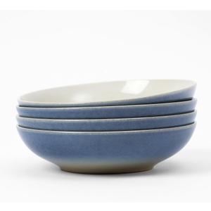 famiware 8.7" Large Pasta Bowls Set of 4, 34oz Stoneware Salad Bowl Serving Plate Bowls, Bowls for Pasta, Fruits, Salad, Noodle, Dinner- Microwave Dishwasher Safe, Glacier Series, Azure Blue