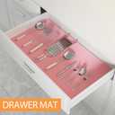 Silicone Kitchen Drawer Liners for Kitchen Cabinets, Against Spills Fridge Liners for Refrigerator Glass Shelves, 4Pack Wire Rack Refrigerator Liners for Shelves, 24" Easy Cut Drawer Cover Pad, Pink