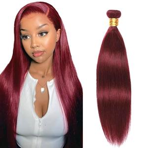 Straight Bundles Human Hair 22 Inch Burgundy Color #99j Wine Red Single Bundle Human Hair Straight Weave 100g Per 1 Bundle Virgin Hair Extensions for Black Woman