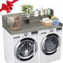 2-Tier Washer Dryer Countertop with 3" H Raised Edge, 54" W x 27.5" D Laundry Countertop Cover with Non-Slip Pad, Washer and Dryer Topper for All Front-loaded, Easy to Install(Gray)