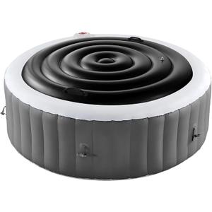 Tlswshsy 4.5 Ft Inflatable Hot Tub Cover- Energy Saving lid for Round Hot Tub- Foldable Protective Rain Overflow Cover for Outdoor Inflatable Hot Tubs (Black)