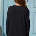 ZDC Girls Long Sleeve T Shirts Kids Crewneck Fall Winter Tops Basic Tees 5-14 Years (Black)