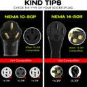 EV Charger Adapter Cord, NEMA 10-50P to 14-50R Adapter, 50Amp Plug to 4 Prong Female, Compatible with EV for Level 2 Charging, STW 6 Gauge, ETL Listed