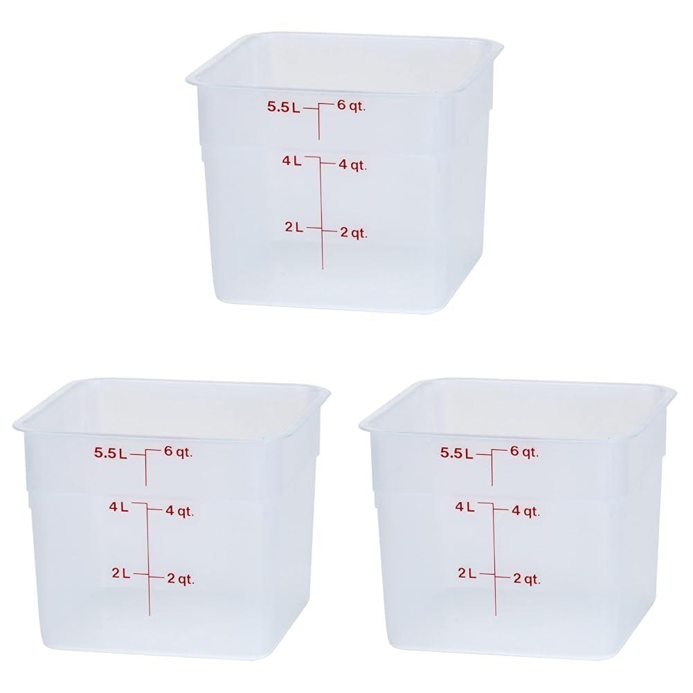 Cambro 6SFSPP190 CamSquare Storage Container, Translucent, 6 qt. (Pack of 3)
