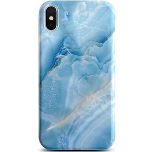 Qokey for iPhone Xs Case, for iPhone X Cases,Luxury Marble Design for Men Girls Women, Glossy Pattern Soft Shockproof TPU Anti-Scratch Phone Cover for iPhone Xs/X 5.8", Grey Blue