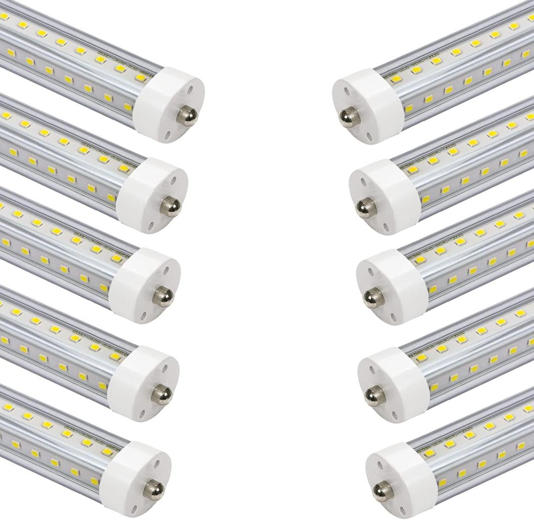 T8 LED Tube Lights 4ft,4 Foot Equal to 45.8in,36W 3600lm,F48T12 CW Fluorescent Tubes Replacement T12,Single Pin FA8,Ballast Bypass,Dual-End Power,White 6500K Light Bulbs for Shop,Pack of 10