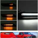 2Pcs White&Amber LED Hood Scoop Light for 2010-2018 Ram 1500 Sport Hood Air Flow Vent Grille Lamp with DRL Turn Signal Lights Functions Smoked Lens