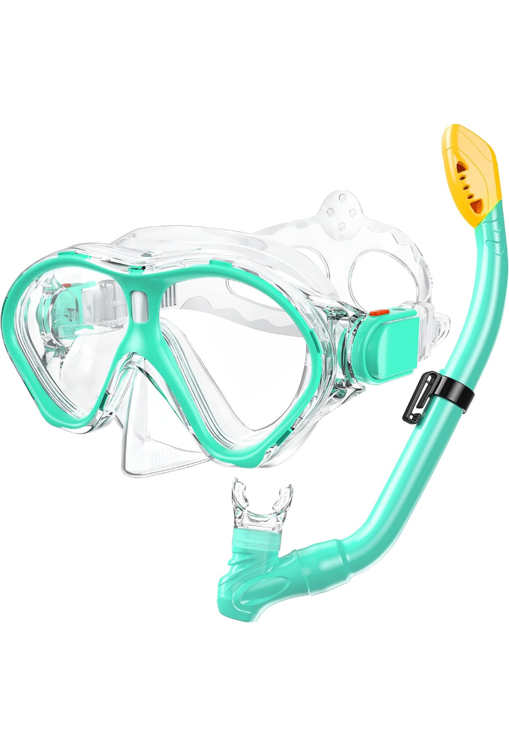 Gintenco Kids Snorkel Set, Diving Mask for Children as Unisex Kids Swimming Goggles, Anti-Fog Diving Mask and Dry Top Snorkel Combo Set for Junior and Youth