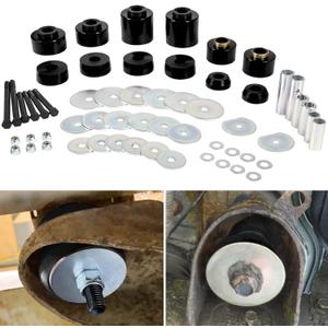 Body Mount Bushing Set Kit for Ford F-150 F-250 F-350 1980-1998 2WD 4WD Polyurethane Body Cab Mounts & Steel Sleeves & Hardware (Black)