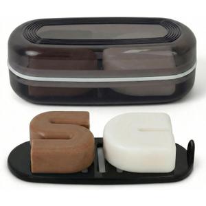 AIMAIAIMAI Shampoo Bar Holder Travel Case for Two Bars  Compatible with Kitsch Solid Shampoo & Conditioner Bars, Large Soap Container for Bathroom or Travel (1 Pack, Black Style A-Large)