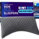 Sidney Sleep Bed Pillow for Side and Back Sleepers - Queen Size - Adjustable Filling - Memory Foam Pillow for Neck and Shoulder Support - Customizable Loft - Additional Foam Bag Included (Grey) (Queen (Pack of 1))