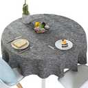 Dimatic Cotton Linen Solid Color Tablecloth Round Simple Style Table Cover for Small Round Table 24"-40" (2 Seats), Dark Grey, Round - 48 Inch