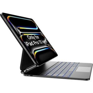 HOU for iPad Pro 13 inch Case 2024 with Keyboard (M4), iPad Pro 13 inch Keyboard with Multi-Touch Trackpad, 7 Colors Backlight, Easy-Set Magnetic Stand Bluetooth-Black