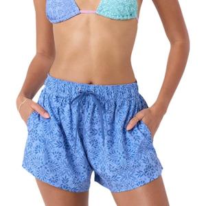 Roxy Womens Beach Casual Shorts Loose Fitted, Elastic Waist Drawcord Swim Shorts, Quick-Dry Board Shorts (Blue, L)