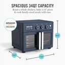 Martha Stewart French Door Air Fryer Toaster Oven Combo, 34QT Countertop Convection, 12-in-1, Bake, Broil, Roast, Fits 12 Pizza,Dehydrate,5 Accessories, Air Fry Basket, Stainless Steel, Indigo Blue
