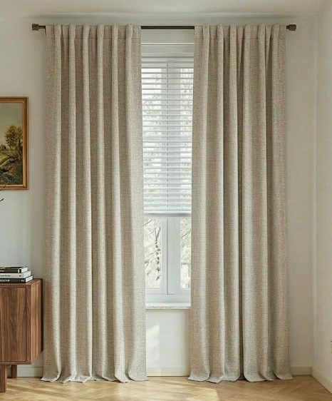 NICETOWN 100% Blackout Beige Linen Curtains 90" Length with Thermal Insulated Liners for Bedroom, Farmhouse Style Room Cooling Window Treatments for Apartment/Condo Dining Room (2 Panels, 52" W)