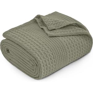 PHF Lightweight Waffle Weave Blanket Twin Size, Breathable & Ultra Soft, 66"x 90" Soft & Cozy Thin Blanket for Spring & Summer & Hot Sleepers, Bed, Home Decor - Dusty Sage
