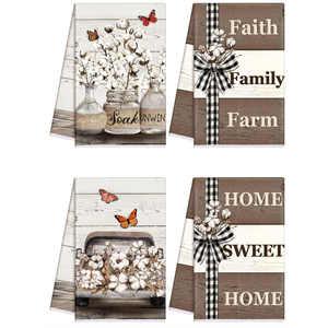 3 Farmhouse Rustic Kitchen Towels Farm Cotton Dish Towels Decorative Vintage Hand Towel for Cleaning Drying Wiping Tasks Women Mom Gifts Home Living Room Decor,  24"L x 16"W