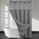 River Dream Heavyweight Grey No Hooks Required Dotted Waffle Weave Shower Curtain with Snap in Liner - 71W x 74H,Hotel Grade,Spa Like Bath Curtain,Gray