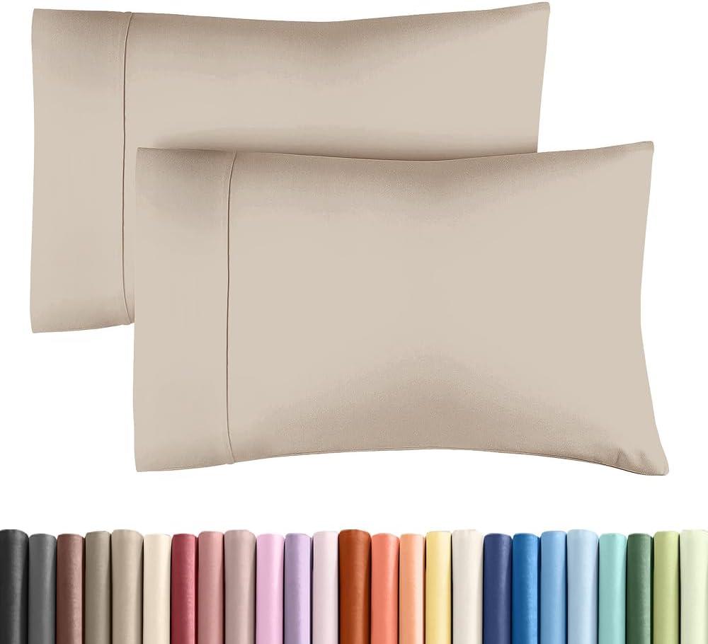 Queen Pillow Cases - 2 Pack - Super Soft Pillowcase Covers - Envelope Enclosure - Hotel Quality Pillow Protectors - Wrinkle Free, Fade, Shrink & Stain Resistant - Machine Washable - 20" x 30" (Wheat)