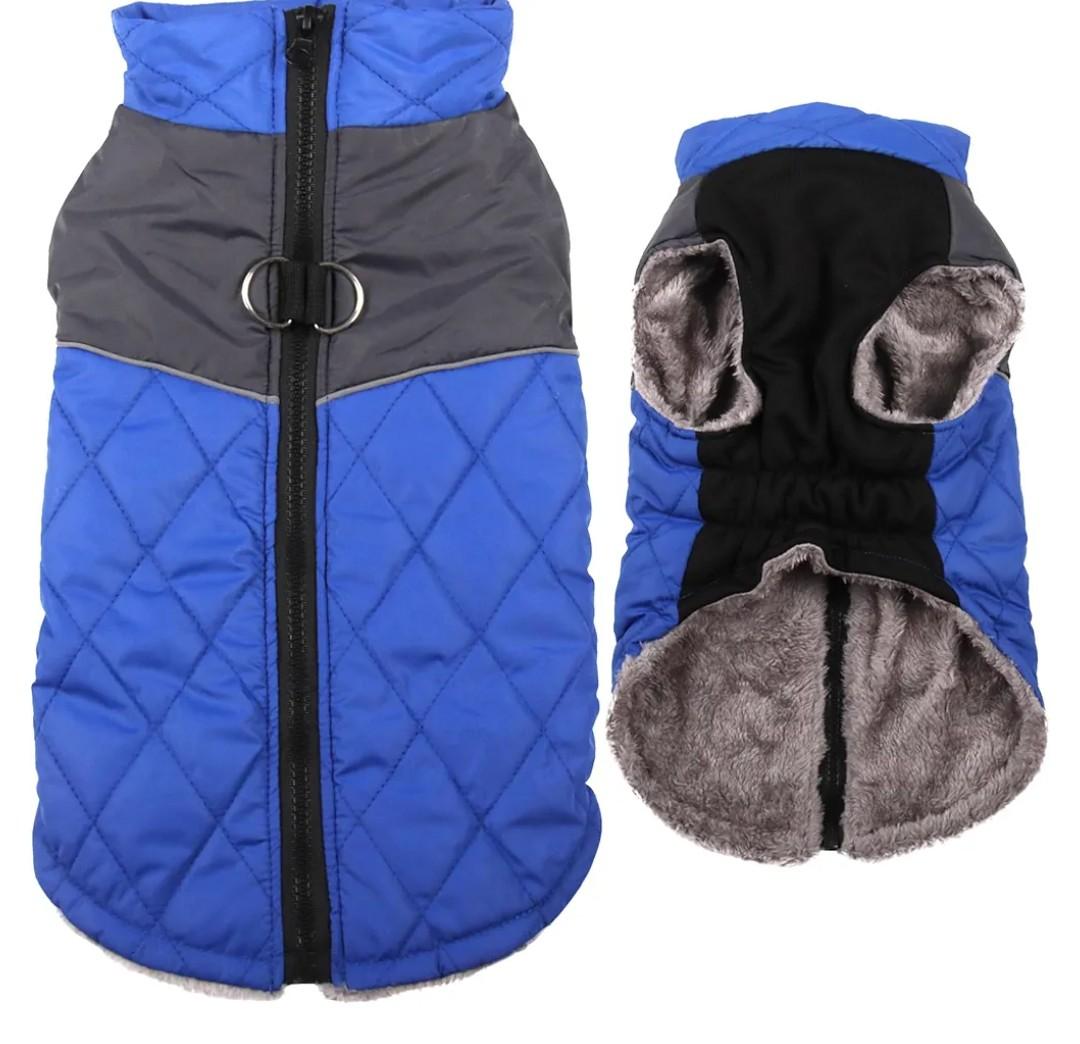 JoyDaog Warm Fleece Dog Coats for Medium Dogs,D-Rings Waterproof Puppy Jacket for Cold Winter,Blue (3XL)