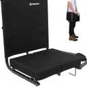 FUNDANGO Extra Wide Stadium Seats with Back Support for Adults, Padded Bleacher Chairs with Back and Cushion, Folding Bleacher Seats with Shoulder Strap for Football Baseball Sports (1 Pack Black)