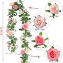 Greentime 2Pack Artificial Rose Flower Garland 6.5FT Fake Rose Vine for Wedding Arch Table Centerpiece Wall & Spring Decorations for Home Party Stairs Fireplace and Mirror Decor