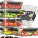 7 Cup Food Storage Containers with Lids, 6 Pack Plastic Food Containers, BPA Free Meal Prep Containers Reusable, Freezer Microwave Dishwasher Safe, Includes Labels & Pen