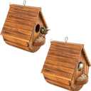 Set of 2 COLEBA Bird Houses for Outside,Outdoor Bird House Bird Families Bluebird Finch Cardinals Hanging Birdhouse for Garden