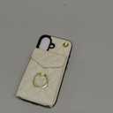 Asuwish Compatible with iPhone 16 6.1 inch Wallet Case Tempered Glass Screen Protector and Wrist Strap Ring RFID Blocking Card Holder Cell Phone Cover for i Phone16 i16 16Case Women Girls Off White