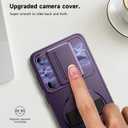 SURITCH for Samsung Galaxy S24 Case with 360° Rotatable Hand Strap Phone Grip & Invisible Kickstand & Slide Camera Cover, Rugged Shockproof Protective Cover for S24 -Dark Purple