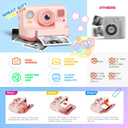 Instant Print Camera for Kids, Christmas Birthday Gifts for Girls Boys Age 3-15, 1080P Selfie Portable Digital Video Camera with 32GB SD Card, 3-Colored Print Paper- Pink