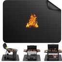 Fireproof Outdoor Grill Mat for Grills and Flat Top Griddles, Thin Heat Resistant BBQ Mat, 20 mil 65 x 48 Inch, Black