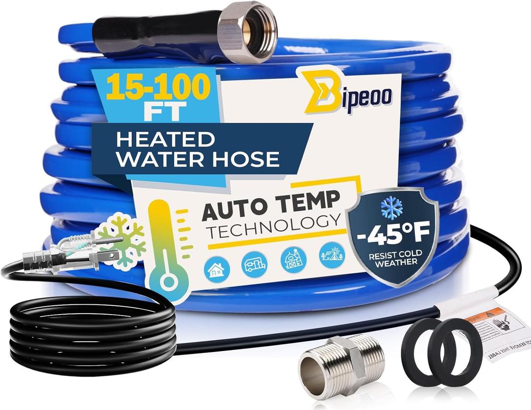 15FT Heated Water Hose for Rv,Heated Water Hose Antifreeze to -45F,Great Rv Accessories for Campers,Livestock,Agriculture,Lead and BPA Free