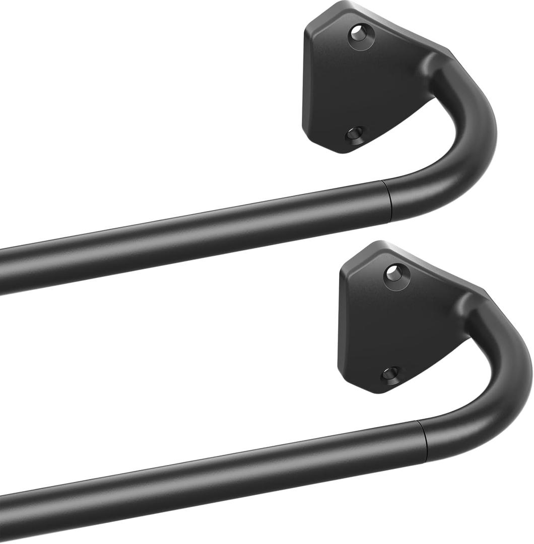 Black Wrap Around Curtain Rods for Windows 28 to 48 inch,2 Pack 5/8 inch Industrial Telescoping Curtain Rod, Blackout Rods for Bedroom & Outdoor, Adjustable from 30 to 48 Inches
