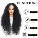 Kinky Curly Black Synthetic Glueless Lace Front Wigs 13x4 T Part Water Wave Transparent Pre Plucked Hd Lace Front Glueless Wig Wet and Deep Wave Wig for Black Women 30 Inch
