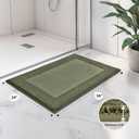 anllugs Bathroom Rugs 24" x 36", Non-Slip Extra Soft Absorbent Bath Rugs, Machine Washable Quick Dry Bath Mats for Bathroom Floor, Shower, Bathtub and Sink, Olive Green & Green